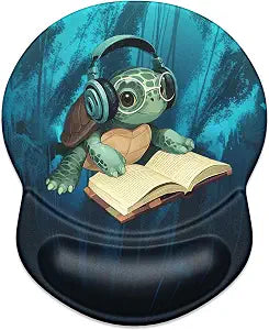 ITNRSIIET Ergonomic Mouse Pad with Gel Wrist Support Small Wrist Rest Smooth Surface Non-Slip PU Base Comfortable Office Supplies Pain Relief, 8.7 x 7.2 inches, Pretty Turtles