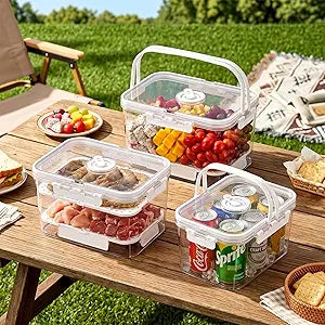3 Pack Airtight Plastic Food Fruits Storage Container, BPA-Free, Portable Large Clear Container with Lid for Toast,Cookies,Fruits,Vegetables and Meat,Suitable for Refrigerator,Kitchen,Home,Picnic.