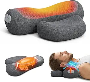 Yunari 3-in-1 Cordless Cervical Neck Support Pillow with Gentle Heat and Airbag Compression, Ergonomic Vibration Pillow for Home, Office and Travel Relaxation (Grey)