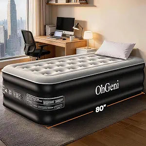 OhGeni 20" Raised Twin XL Air Mattress with Built in Pump, Inflatable Blow Up Mattress, Upgraded Surface Portable Bed for Home, Camping, Colchone Inflable, Ideal Sleep Solution for Guests, 300lbs