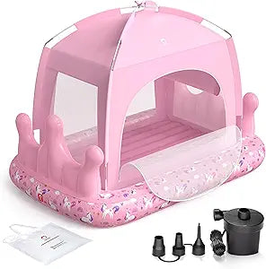 QPAU Princess Portable Kids Air Mattress for Girls, Ideal for Home, Grandmas, Camping & Hotel  Includes Electric Pump  Ages 3+