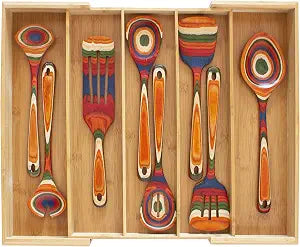 Totally Bamboo Expandable Kitchen Drawer Organizer, 13 to 22 in Wide