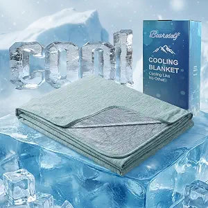 Bcareself Double-Sided Cooling Blanket, Arc-Chill Q-Max >0.5 Cooling Fiber for Hot Sleepers Night Sweat Relief Lightweight Summer Cold Thin Blanket for Couch Bed Green-Gray (60"x80") Size