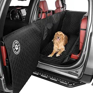 Ruff Liners XL Floor Cover with Door Protection, Black  As Seen on Shark Tank  Fits Full Size Crew Cab Trucks with Fold Up Seats, Waterproof & Machine Washable  Sturdy XL Dog Hammock for Truck