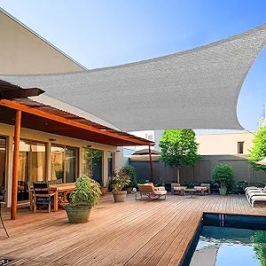 Shade&Beyond Shade Sail 14'X18' Rectangle Light Grey Breathable UV Block Outdoor Canopy for Backyard Patio Pergola Garden Deck(We Make Custom Size)