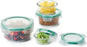 OXO Good Grips 8 Piece Smart Seal Airtight Glass Round Container Set
