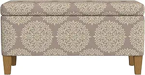 HomePop Drake Large Decorative Storage Bench -Brown Medallion