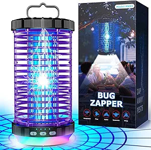 Grauted Bug Zapper Outdoor, 2026 Upgraded 3 in 1 Rechargeable Bug Zapper with 5000mAh Battery & LED Night Light, 4000V Cordless Waterproof Mosquito Zapper for Outside,Patio,Backyard,Garden Purple