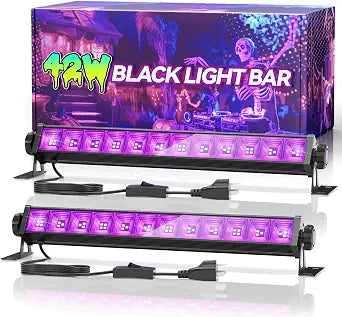 2 Pack 42W LED Black Light Bar, Glow Party Supplies, Halloween Blacklight