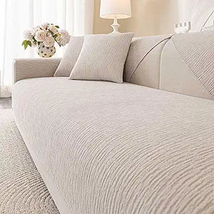 Soft Waterproof Chenille Cover Washable, Non Slip Sectional Sofa Covers for 3 Cushion Couch Sofa L Sharped Sofa Slipcover for Pets, Furniture Protector (1 PCS 36"x70" Coffee)