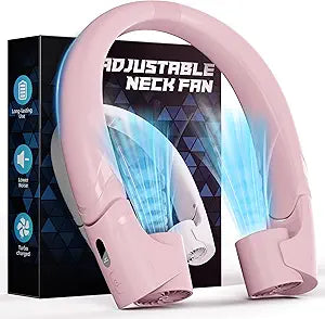 ChillGo 5th Gen Neck Fan with Dual Motor 200% Strong Airflow - 8000mAh Portable Fan, Personal Fan with Adjustable Airvents,Quick Charging,4 Speeds, Cooling Fan for Travel, Gift for Father Women,Pink