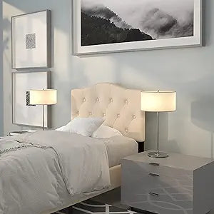 Flash Furniture Cambridge Tufted Upholstered Twin Size Headboard in Beige Fabric