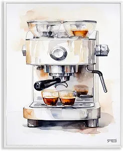 Modern Espresso Machine Kitchen, 16 x 20 Inch Framed Gicle Print