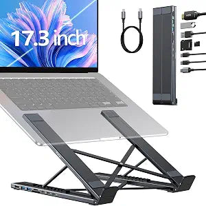 Mukiya Portable Laptop Stand with Docking Station, 8-in-1 USB-C Hub
