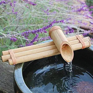 Bamboo Accents 12" Three-Arm Zen Bamboo Fountain Kit  Split-Resistant Bamboo Spout with Quiet Pump for Indoor & Outdoor Containers (Bowl Not Included)