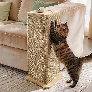 Wooden Couch Corner Cat Scratcher, Adjustable Couch Cat Scratch Protector with Sisal Scratching Mat, Couch Corner Protectors for Cats with Adjustable Buckles, Cat Scratch Furniture Protector for Sofa