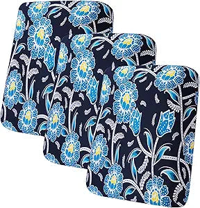 hyha Printed Couch Cushion Covers, Floral Sofa Covers Washable for 3 Cushion Couch, Stretch Pattern Outdoor Cushion Covers for Patio Furniture with Elastic Bottom(3 Packs, Bluebell)