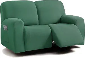 ULTICOR Jacquared Design, Reclining Loveseat Slipcover, 48" - 65" L, 2 Seat 6-Piece Recliner Cover, Washable (Retro Green)