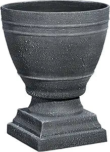 Classic Home and Garden Spartan Urn Planter - Timeless Plant Urn for Floral Displays - Durable Indoor & Outdoor Plastic Garden Planters (14, Cast Iron)