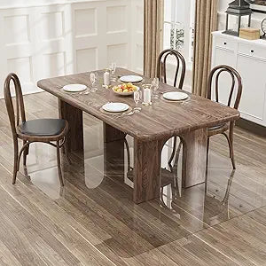 5'7' Crystal Transparent Floor Mat for Under Dining Room Table, No Scratch Durable Plastic Area Rug for Kitchen, Waterproof Easy Flat Floor Protector for High Traffic Area