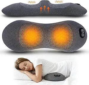 Electric Back Massager with Heat Vibration Airbag, Cordless Lumbar Support Pillow Neck Massager for Pain Relief Deep Tissue