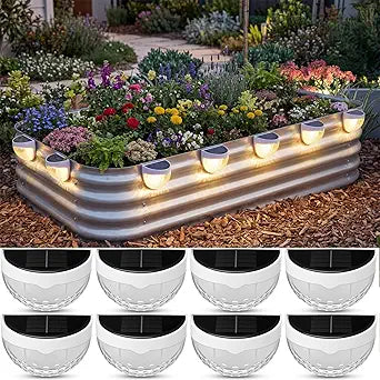 VIHOSE 20 Pack Raised Garden Bed Solar Lights Magnetic with Dusk to Dawn Sensors Wide Angle IPX4 Waterproof Solar Powered Lights Outdoor for Planter Raised Beds Garden Patio Fence, Warm White (White)