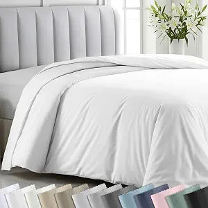 California Design Den Full/Queen Size Duvet Cover Only - 400 Thread Count Sateen, Soft 100% Cotton Duvet Cover Queen, Button Closures, Corner Ties, Durable Bedding - Antique White