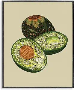 Intricate Floral Avocado Still Life, 11 x 14 Inch Framed Gicle Print