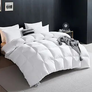 L LOVSOUL Premium Goose Down Comforter Oversize King Size, 100% Organic Cotton Fabric, All Season Hotel Luxury Bedding Comforters, 1200TC, 850+FP, White Duvet Insert with 8 Corner Tabs