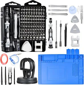 Precision Screwdriver Set, Electronics Repair Tool Kit with Anti Static Mat, ESD Wristband,Fast Home Multi-types Drivers for Phone, Computer, Laptop (Black)