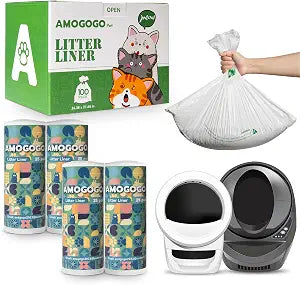 100 Pcs Waste Bags Liners, Compatible with Litter Robot 4/5/3, Leak-Proof Replacement Waste Bags, Heavy Duty Cat Litter Trash Bags, Waterproof Litter Bags, 26.4" x 21.9"