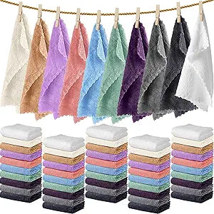 Newwiee 100 Pack Washcloths Bulk, Ultra Soft Wash Cloths 12 x 12 Inch Quick Dry & Absorbent Microfiber Face Towels for Sensitive Skin,Reusable Facial Fingertip Cloths for Bath Spa(Multicolor)