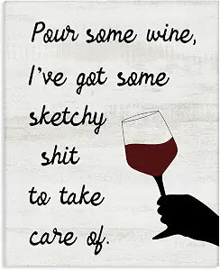 Stupell Industries Wine Humor Kitchen Rustic, 16 x 20 Inch Canvas Wall Art