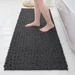 ILANGO Bathroom Rugs Dark Grey 60x24,Extra Soft Absorbent Chenille Bath Rugs,Thick Non-Slip Shaggy Bath Mat,Machine Washable Quick Dry Bath Mats for Bathroom Runner Floor, Tub, Shower Accessories