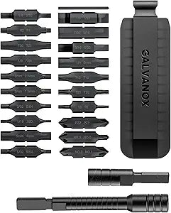Galvanox 23PC Accessories Set, Compatible with Leatherman Multi-Tools [59HRC] Hardened Double-Sided 21 Piece Bit Kit with Driver Extender, Hex Adapter and Sheath Holder (Black)