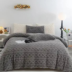 Fluffy Duvet Cover King Size Warm Cozy Faux Fur Comforter Cover for Winter, 3PCS Plush Shaggy Duvet Cover with 1 Sherpa Velvet Duvet Cover + 2 Fur Pillowcases, Comforter Not Included
