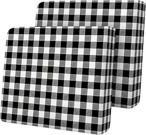 Black and White Buffalo Plaid Seat Cushion Cover, Stretch Sofa Cushion Slipcover, Soft Elastic Chair Seat Cover, Removable Washable Furniture Protector for Living Room Chair Sofa,2PCs