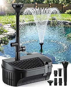 KimFilter Submersible Koi Pond Filter with Fountain Pump Kit - 790 GPH 60W Energy-Saving | 3 Adjustable Spray Nozzles | 33FT Weatherproof Cord | Filter Pump for Outdoor Ponds, Water Feature, Bird Bath