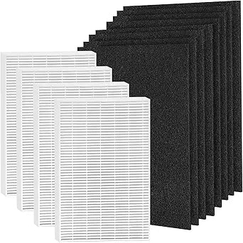 HPA100 Filter Replacement HRF-ARVP100 for Honeywell HEPA HPA100 Series Air Purifier, HPA094, HPA104, HPA105 HPA3100, HPA5100 Series, 4 HEPA R and 8 Precut Carbon Pre-Filters A