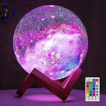 BRIGHTWORLD Moon Lamp Galaxy Lamp 5.9 inch 16 Colors LED 3D Moon Light, Remote & Touch Control Moon Night Light Gifts for Girls Boys Kids Women BirthdayWooden Base