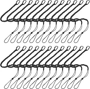 24 Pack Safety Tether Tool Lanyard, Standard Length Safety Tool Leash Fall Protection Tether with Screw Lock Carabiner & Adjustable Loop End, Maximum Weight Limit 9KG/19.8LBS