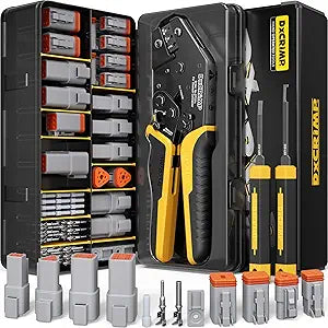 Deutsch DT Series Connector Crimping Tool Kit, 2/3/4/6 Pin Waterproof Automotive Electrical Connectors with 2214 AWG Deutsch Crimp Tool & Pin Removal Tool for Automotive Wire Harness Repair