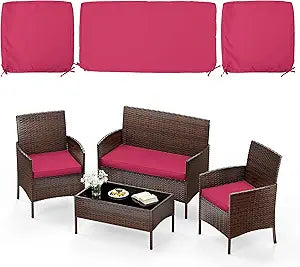 3 Pack of Outdoor Seat Cushion Replacement Set Suitable for 4 Pieces of Wicker Rattan Furniture Terrace Guest Set Sofa Chair (36x18x2, 18x18x2), Only Cover