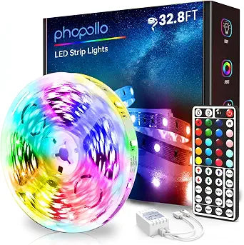 phopollo Led Strip Lighting Color Changing 32.8ft Flexible 5050 RGB