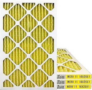 Filter-Monster 16x25x1 Enhanced Defense MERV 11 Pleated HVAC Air Conditioner Furnace Replacement Air Filter, 4-Pack (Actual Filter Dimensions 15.5 x 24.5 x .75 inches)