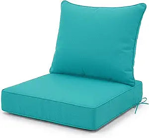 Outdoor Chair Cushion, 24 x 24 Inch Water&Fade Resistant Patio Furniture Chair Cushions, 5'' Thick Patio Loveseat Couch Seat Cushion with Handle Straps, Lake Blue