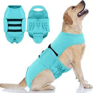 PUMYPOREITY Reusable Female Dog Diaper, Adjustable Stretchy Pantie with Suspender, Escape-Proof Anti-Harassment Underwear for Heat Cycle, Incontinence, Puppy Training, Senior Canine, XL, Blue