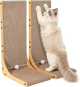 Value 2-Pack 26.8 Inch Cat Scratching Post, Premium High Density Cardboard Cat Scratcher for Multi-Cat Homes, Reinforced Durable Scratching Pad with Catnip Toy Ball for Indoor Cats