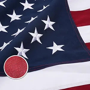 SYII Cotton American Flag 6x10 FT, TearProof American Flags for Outside, Embroidered American Flag Outdoor Heavy Duty, All Weather High Wind Cotton USA Flags, with Brass Grommets