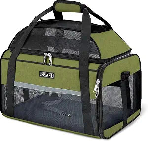 Lekereise Top-Expandable Pet Carrier 17x11x9.5 Inch Alaska Hawaiian Airline Approved Soft Sided Underseat to 12lbs Travel Carriers for Small Dogs and Cats with Locking Safety Zippers Anti-Scratch Mesh
